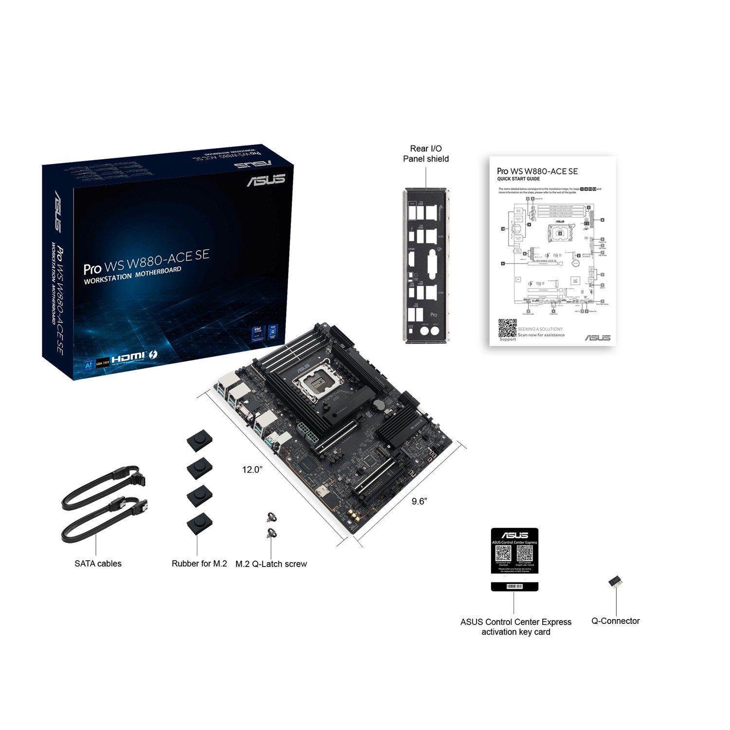 Zweites Bild vonASUS PRO WS W880-ACE SE, Intel, LGA 1851 (Socket V1), Intel Core Ultra (Series 2), Intel LGA1851, DDR5-SDRAM, 256 GB