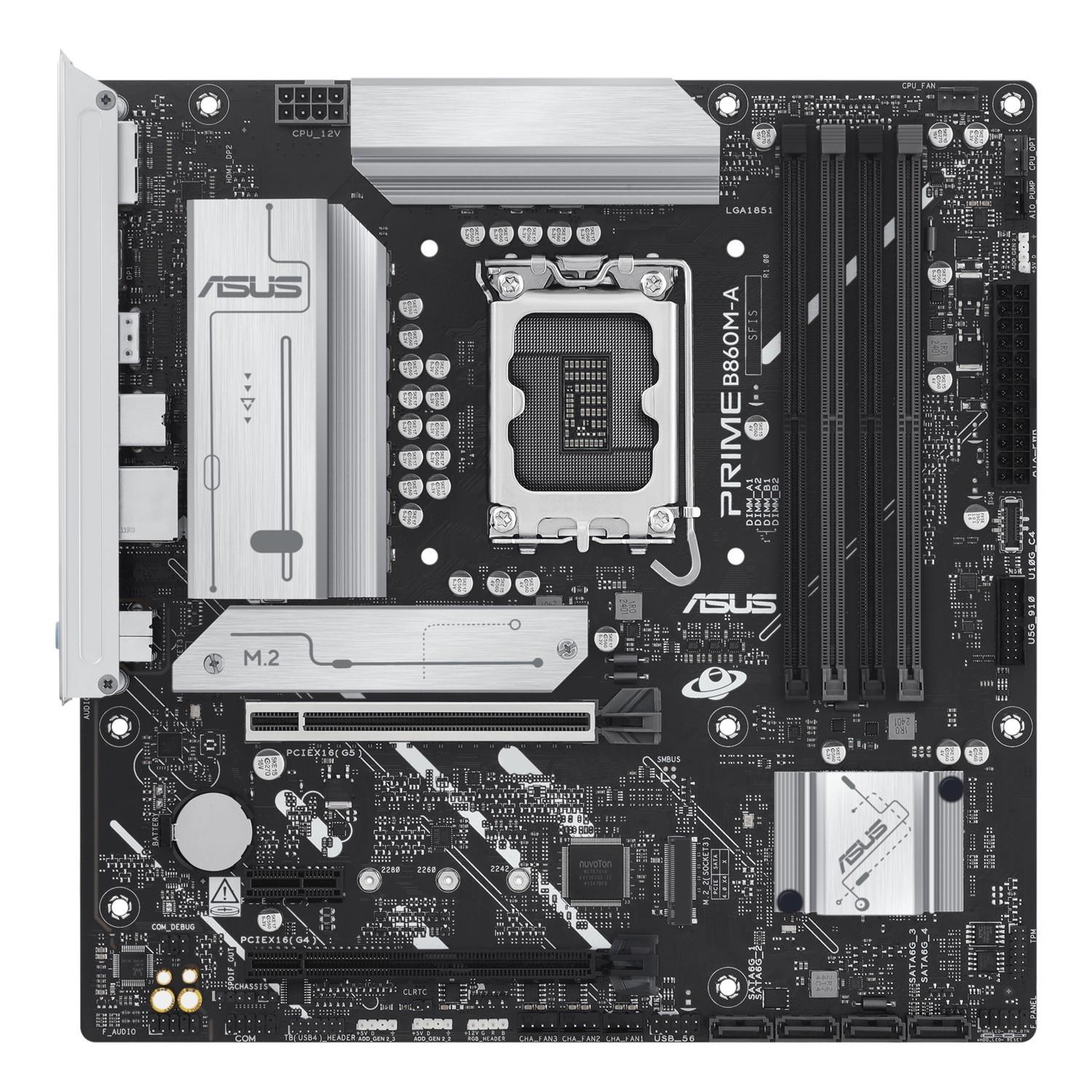 Zweites Bild vonASUS PRIME B860M-A-CSM, Intel, LGA 1851 (Socket V1), Intel Core Ultra (Series 2), DDR5-SDRAM, 256 GB, DIMM