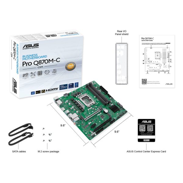 Zweites Bild vonASUS PRO Q870M-C-CSM, Intel, LGA 1851 (Socket V1), Intel Core Ultra (Series 2), DDR5-SDRAM, 256 GB, DIMM