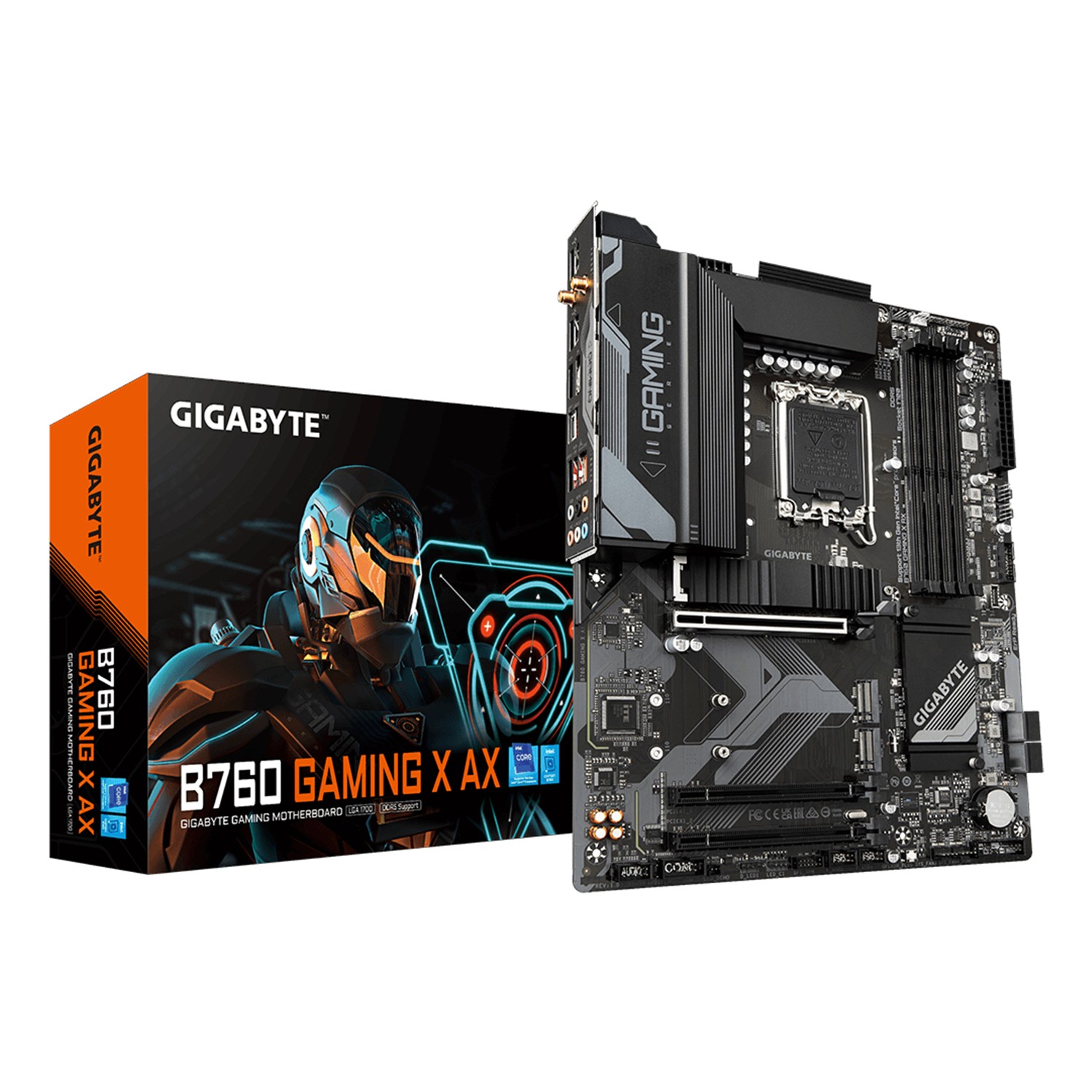 Gigabyte B760 GAMING X AX Mainboard - Unterstützt Intel Core Prozessoren der 14. Generation, 8+1+1 Phasen digitales VRM, bis zu 7600MHz DDR5 (OC), 3x PCIe 4.0 M.2, Wi-Fi 6E, 2.5GbE LAN, USB 3.2 Gen 2, Intel, LGA 1700, Intel® Celeron®, Intel® Core™ i3, Int