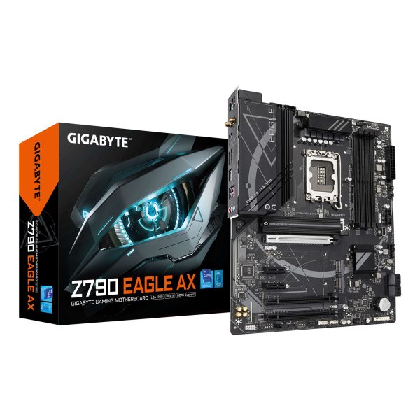 Gigabyte Z790 EAGLE AX Motherboard - Unterstützt Intel Core 14. Generation CPUs, 12+1+1 Phasen Digital VRM, bis zu 7600MHz DDR5 (OC), 3xPCIe 4.0 M.2, Wi-Fi 6E, 2.5GbE LAN, USB 3.2 Gen 2, Intel, LGA 1700, Intel® Celeron®, Intel® Core™ i3, Intel® Core™ i5,