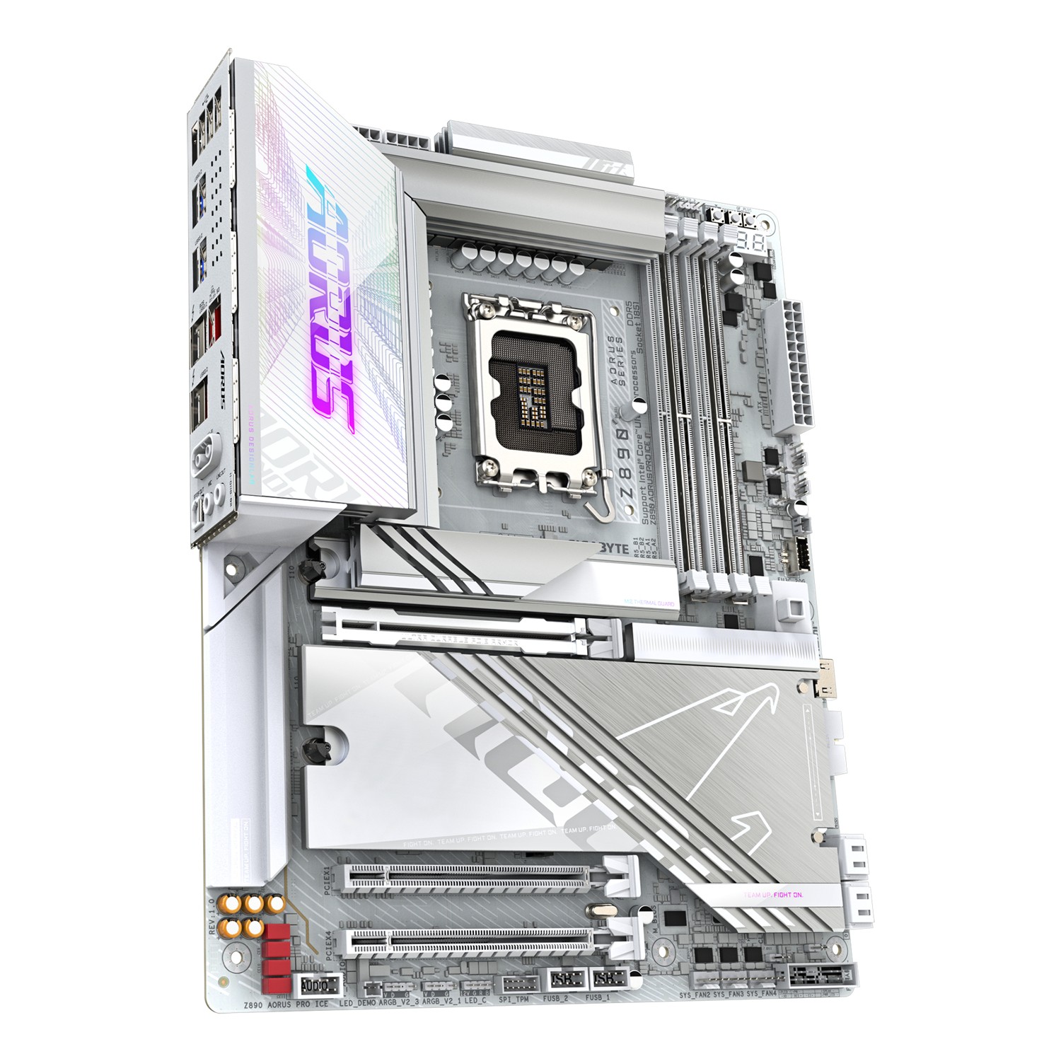Zweites Bild vonGigabyte Z890 AORUS PRO ICE Mainboard - Unterstützt Intel Core Ultra (Serie 2) CPUs, 16+1+2 Phasen VRM, bis zu 9500MHz DDR5 (OC), 1xPCIe 5.0 + 4xPCIe 4.0, Wi-Fi 7, 5GbE LAN, Thunderbolt 4, Intel, LGA 1851 (Socket V1), Intel Core Ultra (Series 2), LGA 1851
