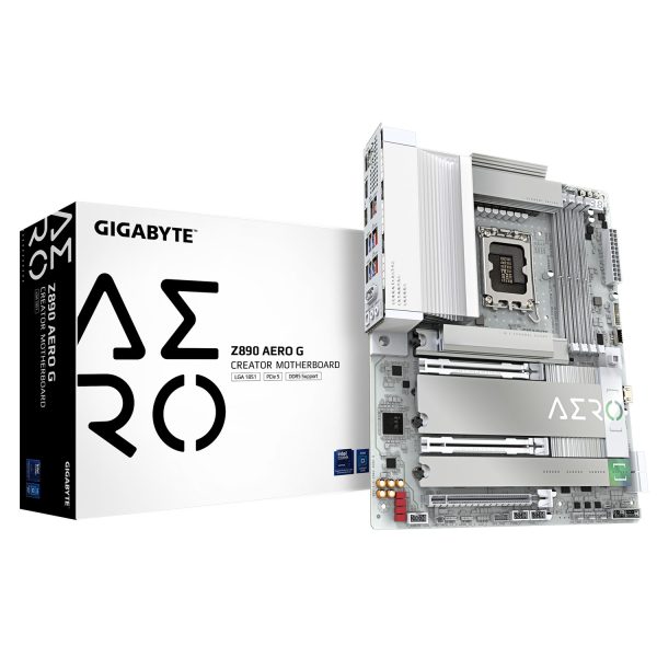 Gigabyte Z890 AERO G Mainboard - Unterstützt Intel Core Ultra (Serie 2) CPUs, 16+1+2 Phasen VRM, bis zu 8800MHz DDR5 (OC), 1xPCIe 5.0 + 4xPCIe 4.0, Wi-Fi 7, 2.5GbE LAN, Thunderbolt 4, Intel, LGA 1851 (Socket V1), Intel Core Ultra (Series 2), LGA 1851, DDR