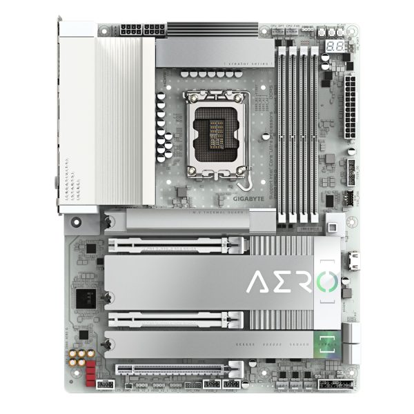 Zweites Bild vonGigabyte Z890 AERO G Mainboard - Unterstützt Intel Core Ultra (Serie 2) CPUs, 16+1+2 Phasen VRM, bis zu 8800MHz DDR5 (OC), 1xPCIe 5.0 + 4xPCIe 4.0, Wi-Fi 7, 2.5GbE LAN, Thunderbolt 4, Intel, LGA 1851 (Socket V1), Intel Core Ultra (Series 2), LGA 1851, DDR