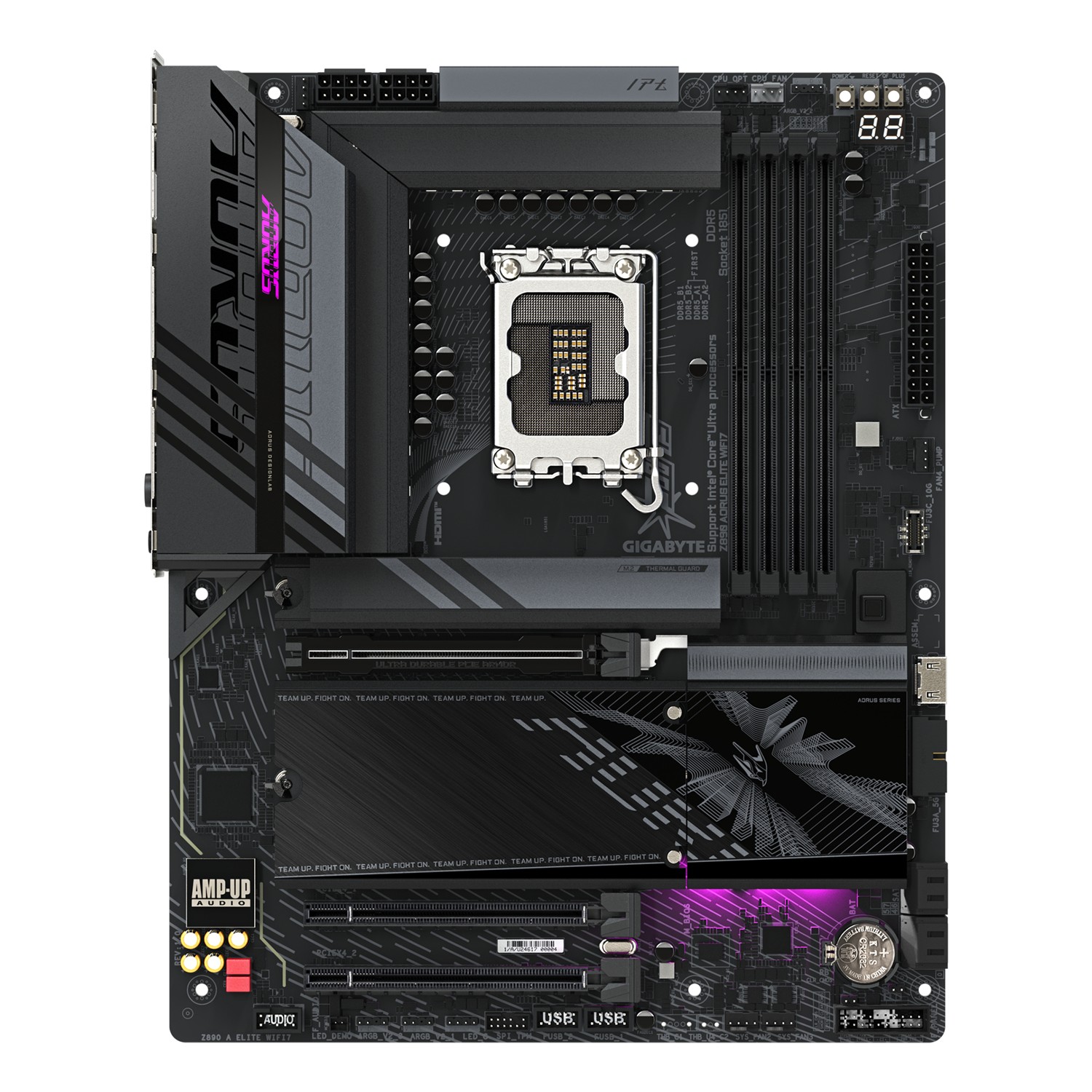 Zweites Bild vonGigabyte Z890 AORUS ELITE WIFI7 Mainboard - Unterstützt Intel Core Ultra (Serie 2) CPUs, 16+1+2 Phasen VRM, bis zu 8800MHz DDR5 (OC), 1xPCIe 5.0 + 3xPCIe 4.0, Wi-Fi 7, 2.5GbE LAN, Thunderbolt 4, Intel, LGA 1851 (Socket V1), Intel Core Ultra (Series 2), LG