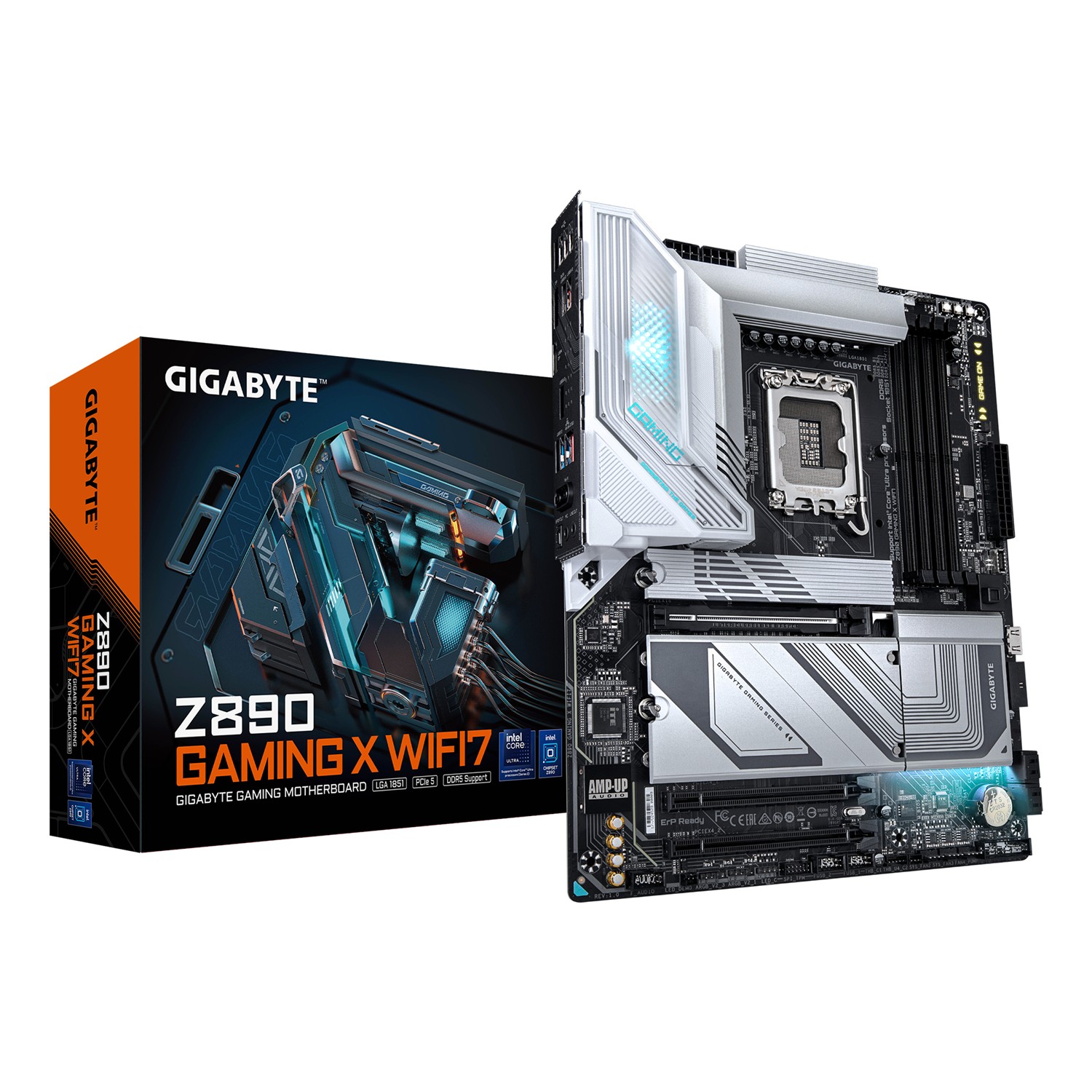 Gigabyte Z890 GAMING X WIFI7 Mainboard - Unterstützt Intel Core Ultra (Serie 2) CPUs, 16+1+2 Phasen VRM, bis zu 8800MHz DDR5 (OC), 1xPCIe 5.0 + 3xPCIe 4.0, Wi-Fi 7, 2.5GbE LAN, USB 4, Intel, LGA 1851 (Socket V1), Intel Core Ultra (Series 2), LGA 1851, 256