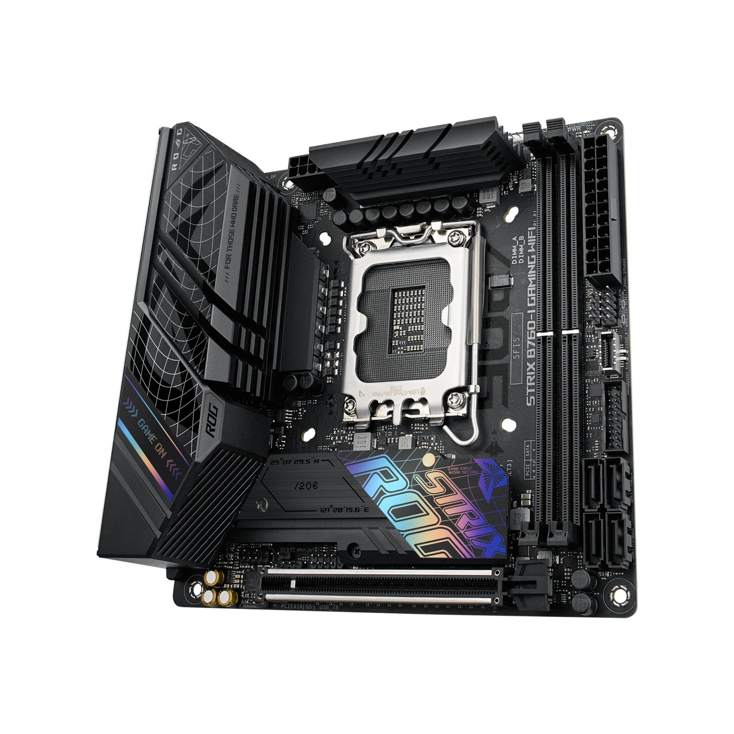 Zweites Bild vonASUS ROG STRIX B760-I GAMING WIFI, Intel, LGA 1700, Intel® Celeron®, Intel® Core™ i3, Intel® Core™ i5, Intel® Core™ i7, Intel® Core™ i9,..., LGA 1700, DDR5-SDRAM, 96 GB