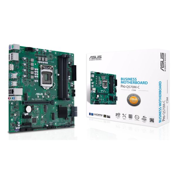 ASUS PRO Q570M-C/CSM, Intel, LGA 1200 (Socket H5), Intel® Celeron®, Intel® Core™ i3, Intel® Core™ i5, Intel® Core™ i7, Intel® Core™ i9, Intel® Pentium®, DDR4-SDRAM, 128 GB, DIMM