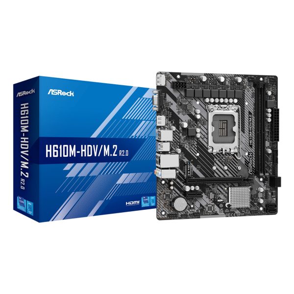 ASRock H610M-HDV/M.2 R2.0, Intel, LGA 1700, Intel® Celeron® G, Intel® Core™ i3, Intel® Core™ i5, Intel® Core™ i7, Intel® Core™..., LGA 1700, DDR4-SDRAM, 64 GB