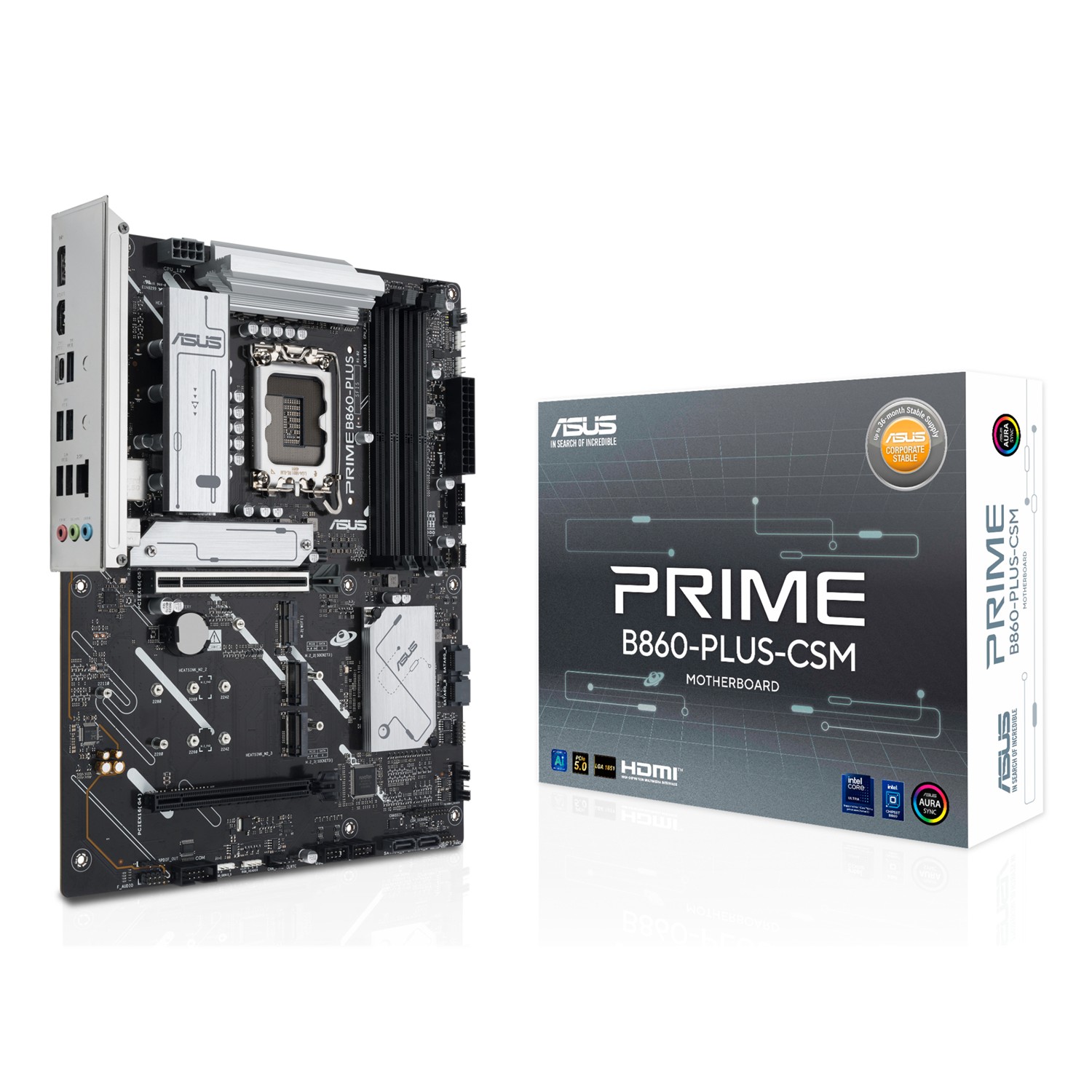ASUS PRIME B860-PLUS-CSM, Intel, LGA 1851 (Socket V1), Intel Core Ultra (Series 2), DDR5-SDRAM, 256 GB, DIMM