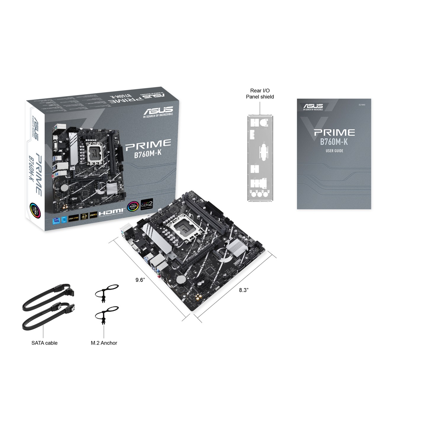 Zweites Bild vonASUS PRIME B760M-K, Intel, LGA 1700, Intel® Celeron®, Intel® Pentium® Gold, Intel® Core™ i3, Intel® Core™ i5, Intel® Core™..., LGA 1700, DDR5-SDRAM, 96 GB