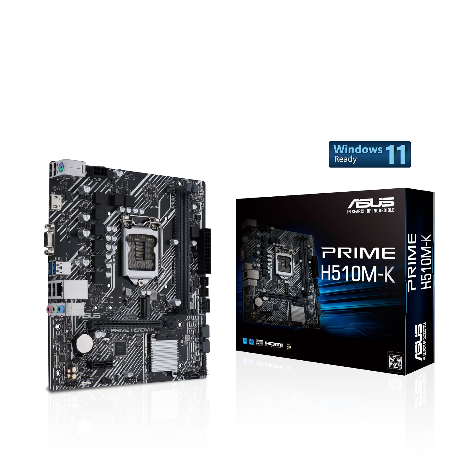 Zweites Bild vonASUS PRIME H510M-K, Intel, LGA 1200 (Socket H5), Intel® Celeron®, Intel® Core™ i3, Intel® Core™ i5, Intel® Core™ i7, Intel® Core™ i9,..., LGA 1200 (Socket H5), DDR4-SDRAM, 64 GB