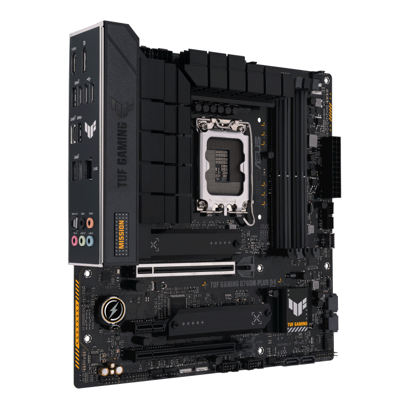 Zweites Bild vonASUS TUF GAMING B760M-PLUS D4, Intel, LGA 1700, Intel® Celeron®, Intel® Pentium® Gold, Intel® Core™ i3, Intel® Core™ i5, Intel® Core™..., LGA 1700, DDR4-SDRAM, 128 GB