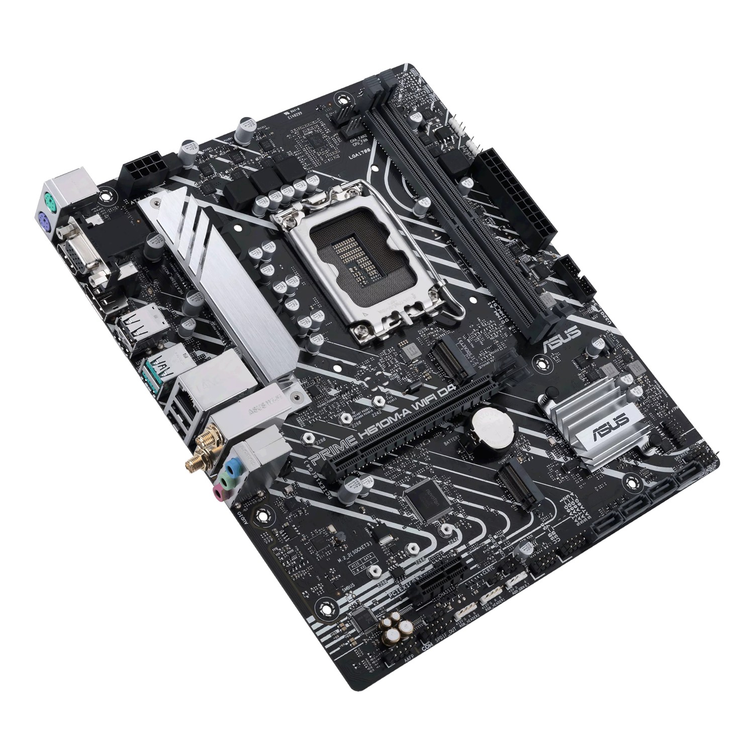 Zweites Bild vonASUS PRIME H610M-A WIFI D4, Intel, LGA 1700, Intel® Celeron®, Intel® Core™ i3, Intel® Core™ i5, Intel® Core™ i7, Intel® Core™ i9,..., DDR4-SDRAM, 64 GB, DIMM