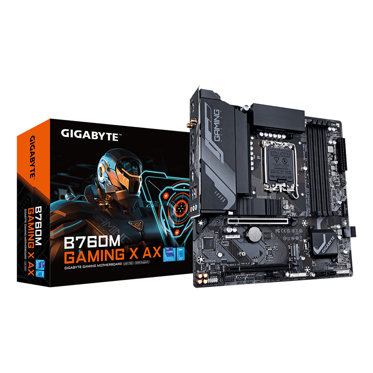 Gigabyte B760M Gaming X AX Mainboard – Unterstützt Intel Core 14. Gen CPUs, 8+1+1 Phasen VRM, bis zu 7600 MHz DDR5, 2xPCIe 4.0 M.2, Wi-Fi 6E, 2.5GbE LAN, USB 3.2 Gen 2, Intel, LGA 1700, Intel® Celeron®, Intel Core i3 12th Gen, Intel Core i3 13th Gen, Inte