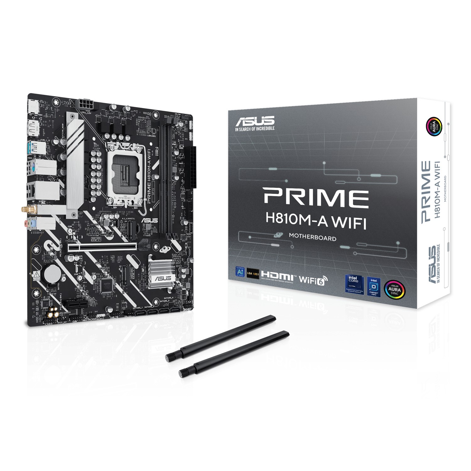 ASUS PRIME H810M-A WIFI, Intel, LGA 1851 (Socket V1), Intel Core Ultra (Series 2), LGA 1851, DDR5-SDRAM, 128 GB
