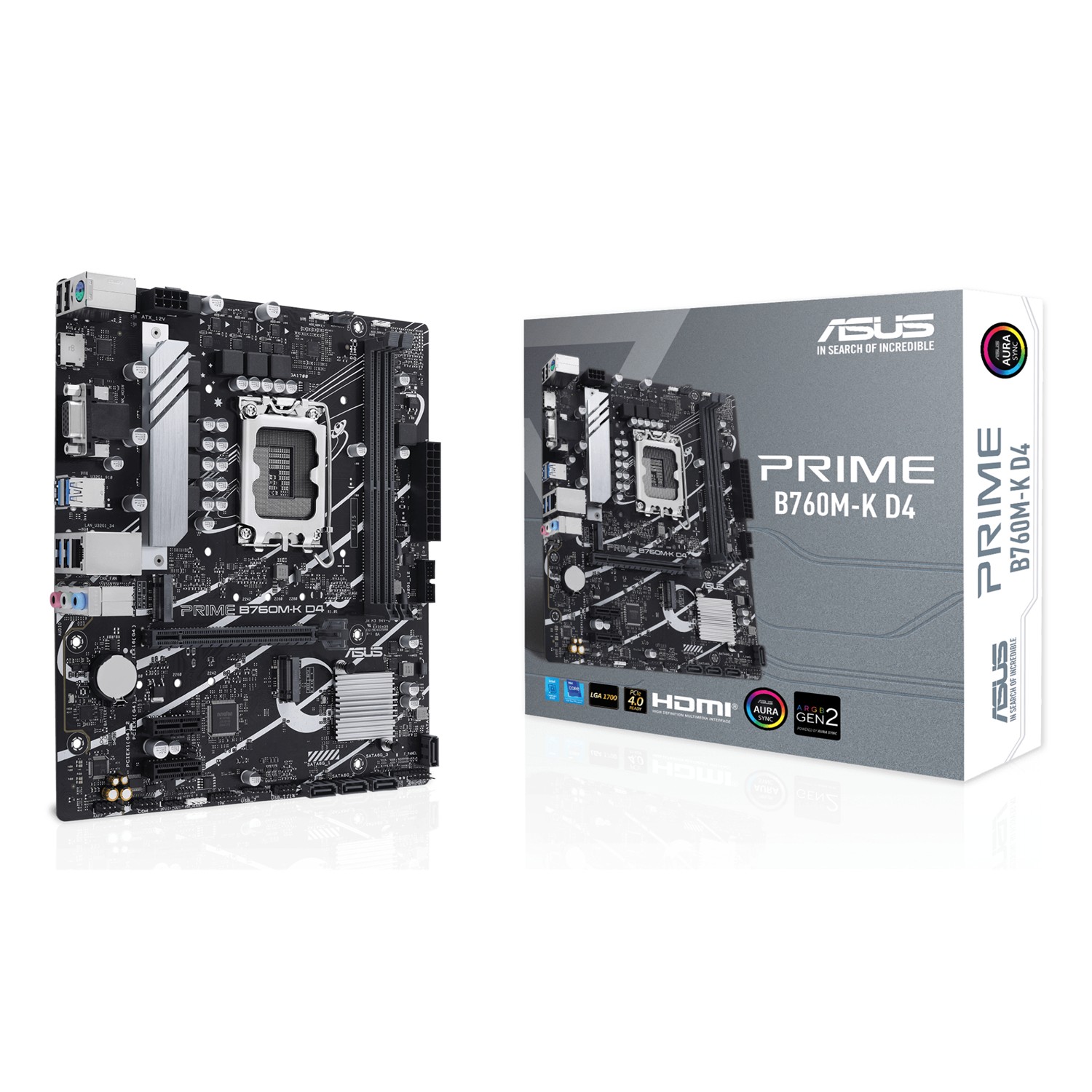ASUS PRIME B760M-K D4, Intel, LGA 1700, Intel® Celeron®, Intel® Core™ i3, Intel® Core™ i5, Intel® Core™ i7, Intel® Core™ i9,..., LGA 1700, DDR4-SDRAM, 64 GB