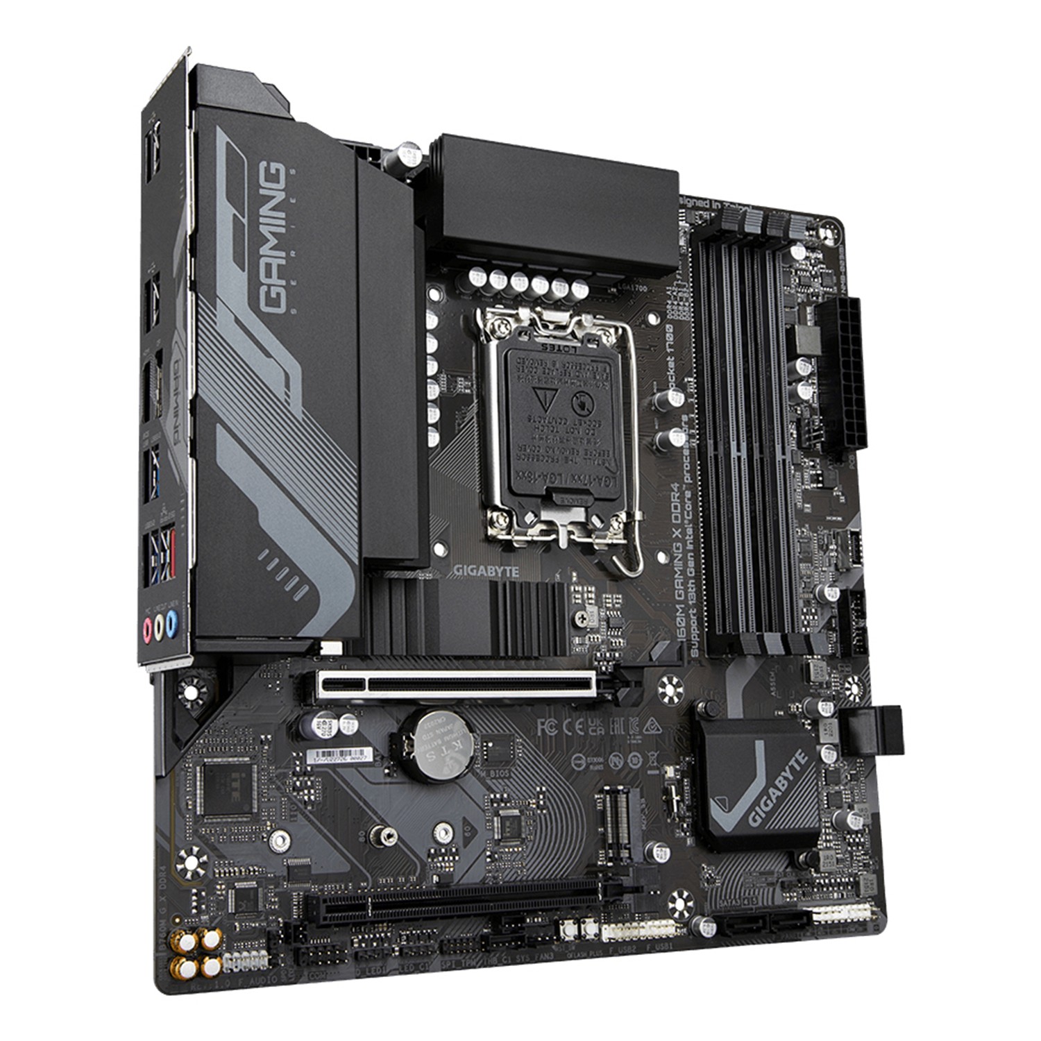 Zweites Bild vonGigabyte B760M GAMING X DDR4 Motherboard - Unterstützt Intel Core 14. Generation CPUs, 8+1+1 Phasen Digital VRM, bis zu 5333MHz DDR4 (OC), 2xPCIe 4.0 M.2, 2.5GbE LAN, USB 3.2 Gen2, Intel, LGA 1700, Intel® Celeron®, Intel® Core™ i3, Intel® Core™ i5, Intel®