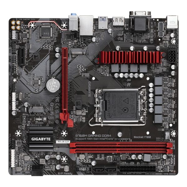 Zweites Bild vonGigabyte B760M GAMING DDR4 Motherboard - Unterstützt Intel Core 14. Generation CPUs, 6+2+1 Phasen Digital VRM, bis zu 5333MHz DDR4 (OC), 2xPCIe 4.0 M.2, 2.5GbE LAN, USB 3.2 Gen1, Intel, LGA 1700, Intel® Celeron®, Intel® Core™ i3, Intel® Core™ i5, Intel® C