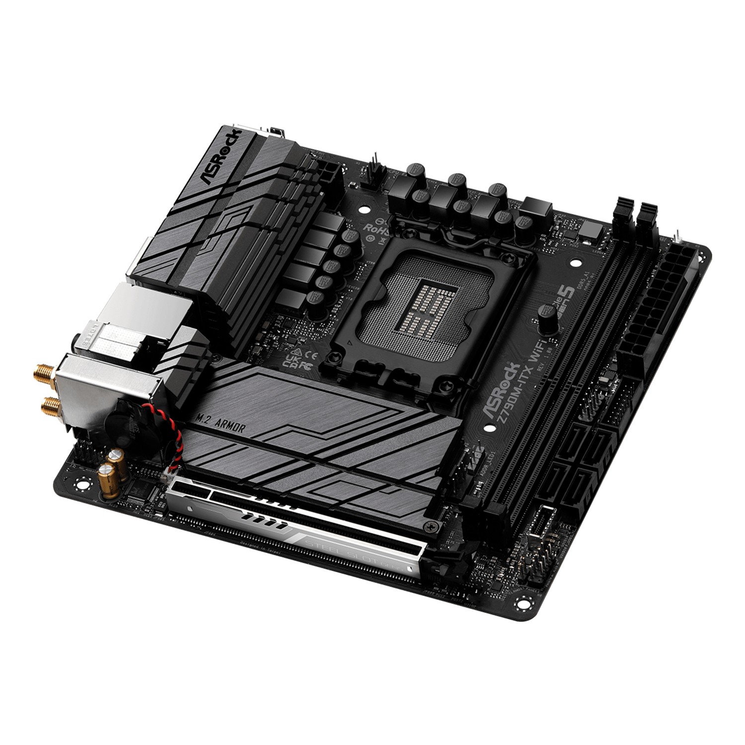 Zweites Bild vonASRock Z790M-ITX WiFi, Intel, LGA 1700, Intel® Core™ i5, Intel® Core™ i7, Intel® Core™ i9, DDR5-SDRAM, 64 GB, DIMM