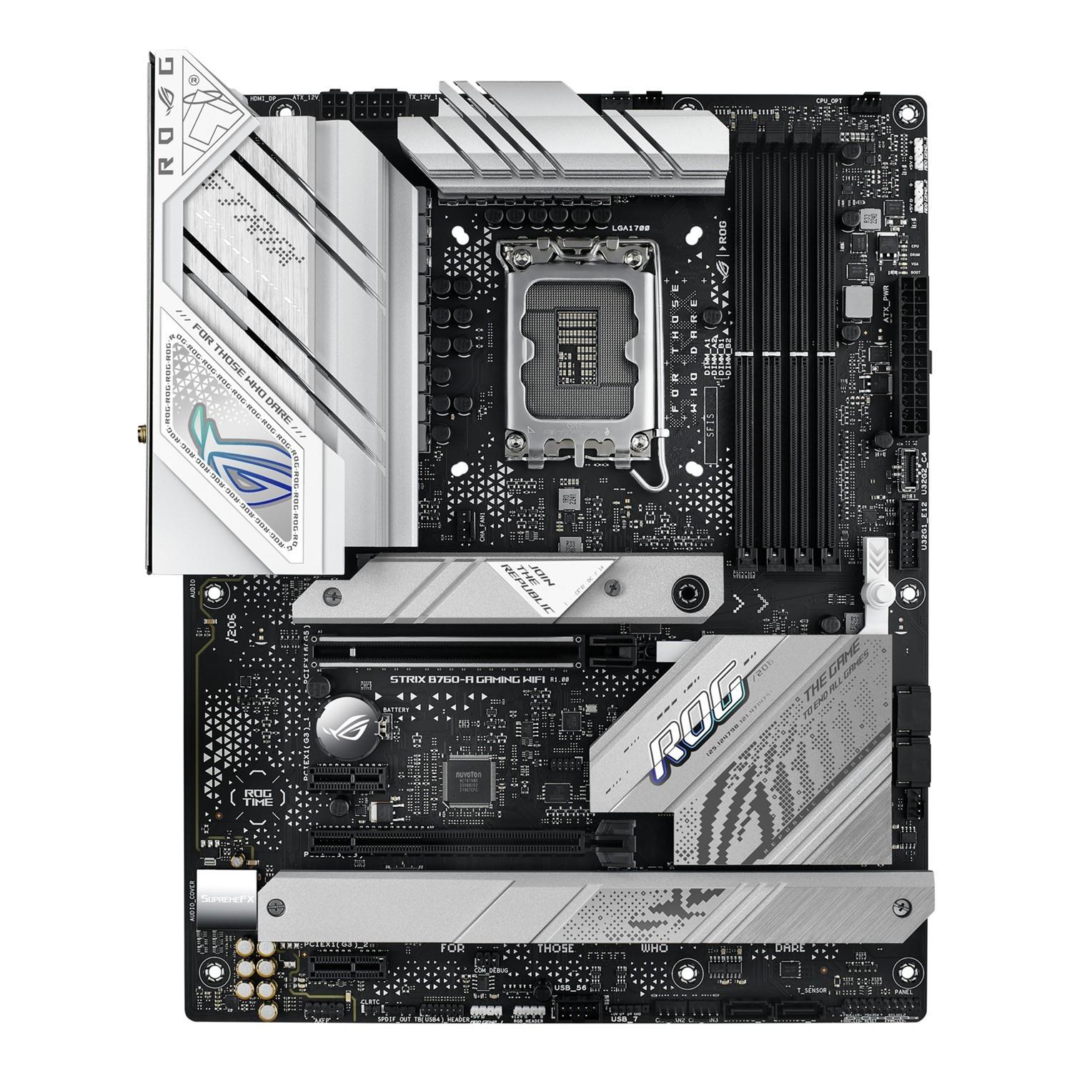 ASUS ROG STRIX B760-A GAMING WIFI, Intel, LGA 1700, Intel® Celeron®, Intel® Pentium® Gold, Intel® Core™ i3, Intel® Core™ i5, Intel® Core™..., LGA 1700, DDR5-SDRAM, 192 GB