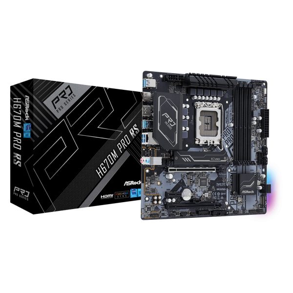ASRock H670M Pro RS, Intel, LGA 1700, Intel® Celeron®, Intel® Core™ i3, Intel® Core™ i5, Intel® Core™ i7, Intel® Core™ i9, Intel® Pentium®, DDR4-SDRAM, 128 GB, DIMM