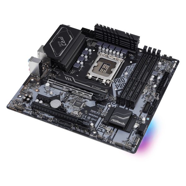 Zweites Bild vonASRock H670M Pro RS, Intel, LGA 1700, Intel® Celeron®, Intel® Core™ i3, Intel® Core™ i5, Intel® Core™ i7, Intel® Core™ i9, Intel® Pentium®, DDR4-SDRAM, 128 GB, DIMM