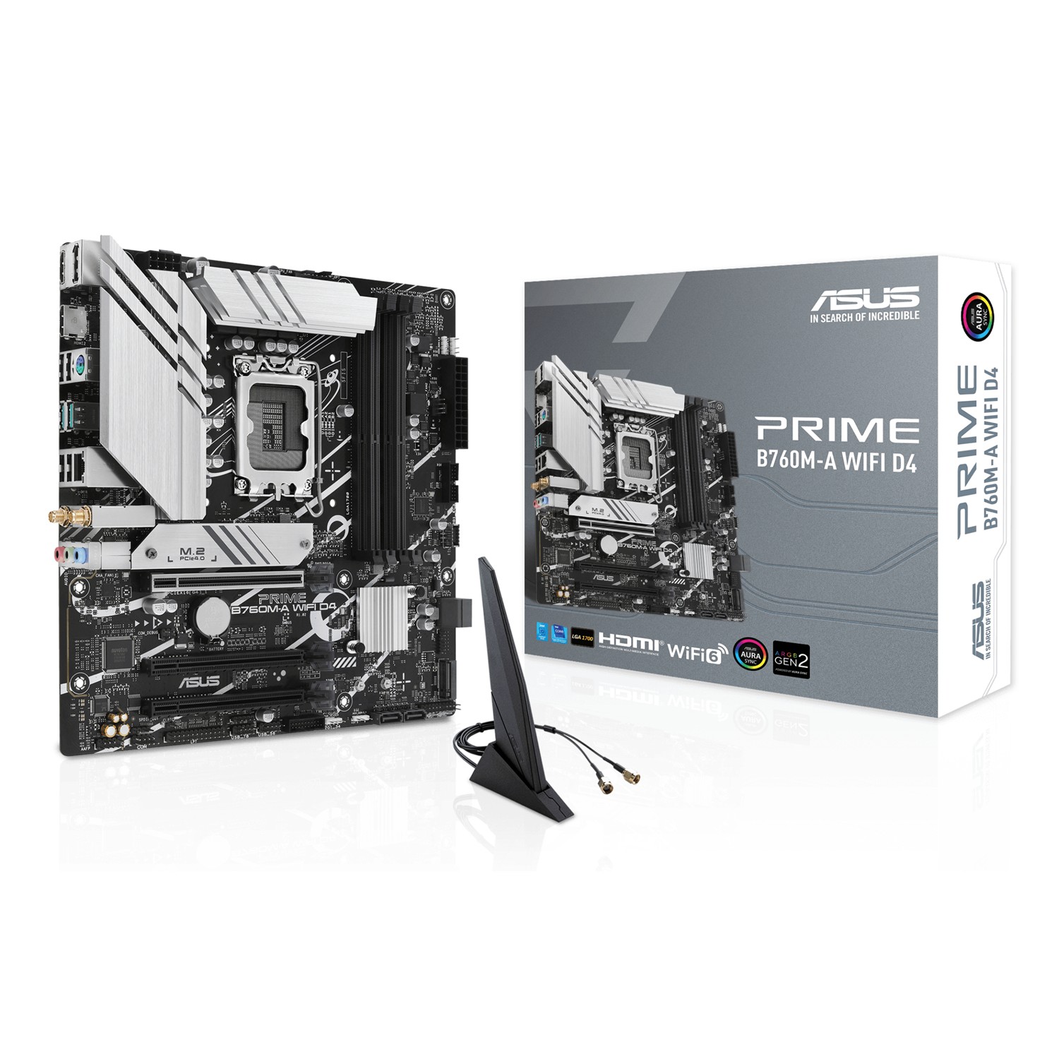 ASUS PRIME B760M-A WIFI D4, Intel, LGA 1700, Intel® Celeron®, Intel® Core™ i3, Intel® Core™ i5, Intel® Core™ i7, Intel® Core™ i9,..., LGA 1700, DDR4-SDRAM, 128 GB