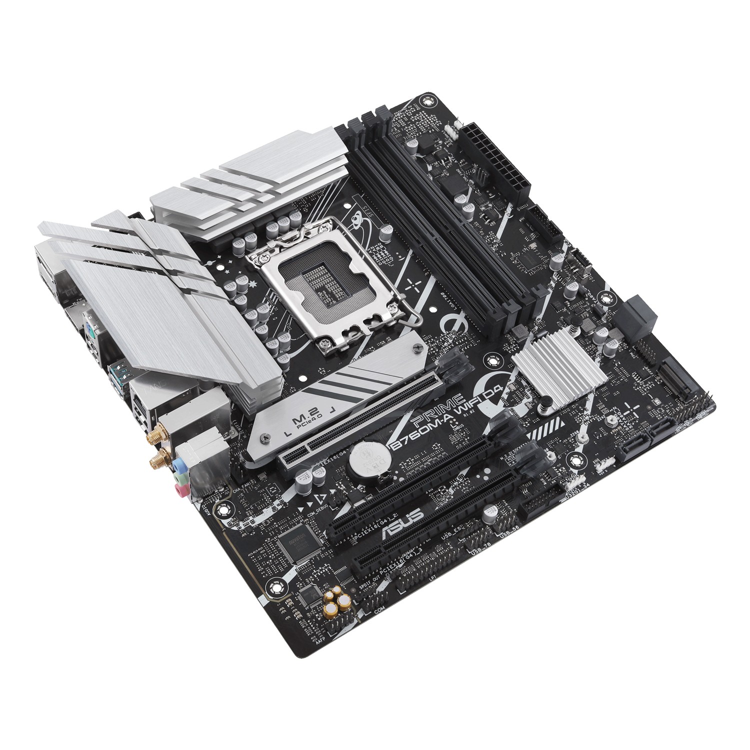Zweites Bild vonASUS PRIME B760M-A WIFI D4, Intel, LGA 1700, Intel® Celeron®, Intel® Core™ i3, Intel® Core™ i5, Intel® Core™ i7, Intel® Core™ i9,..., LGA 1700, DDR4-SDRAM, 128 GB