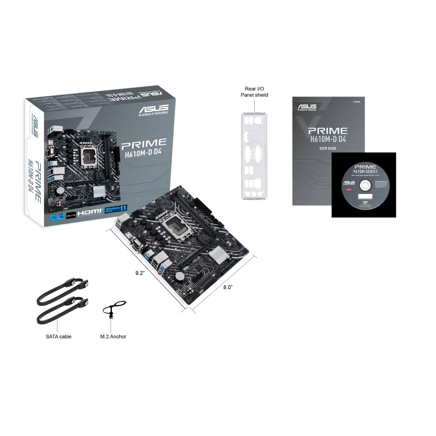 Zweites Bild vonASUS PRIME H610M-D D4, Intel, LGA 1700, Intel® Celeron®, Intel® Core™ i3, Intel® Core™ i5, Intel® Core™ i7, Intel® Core™ i9,..., DDR4-SDRAM, 64 GB, DIMM