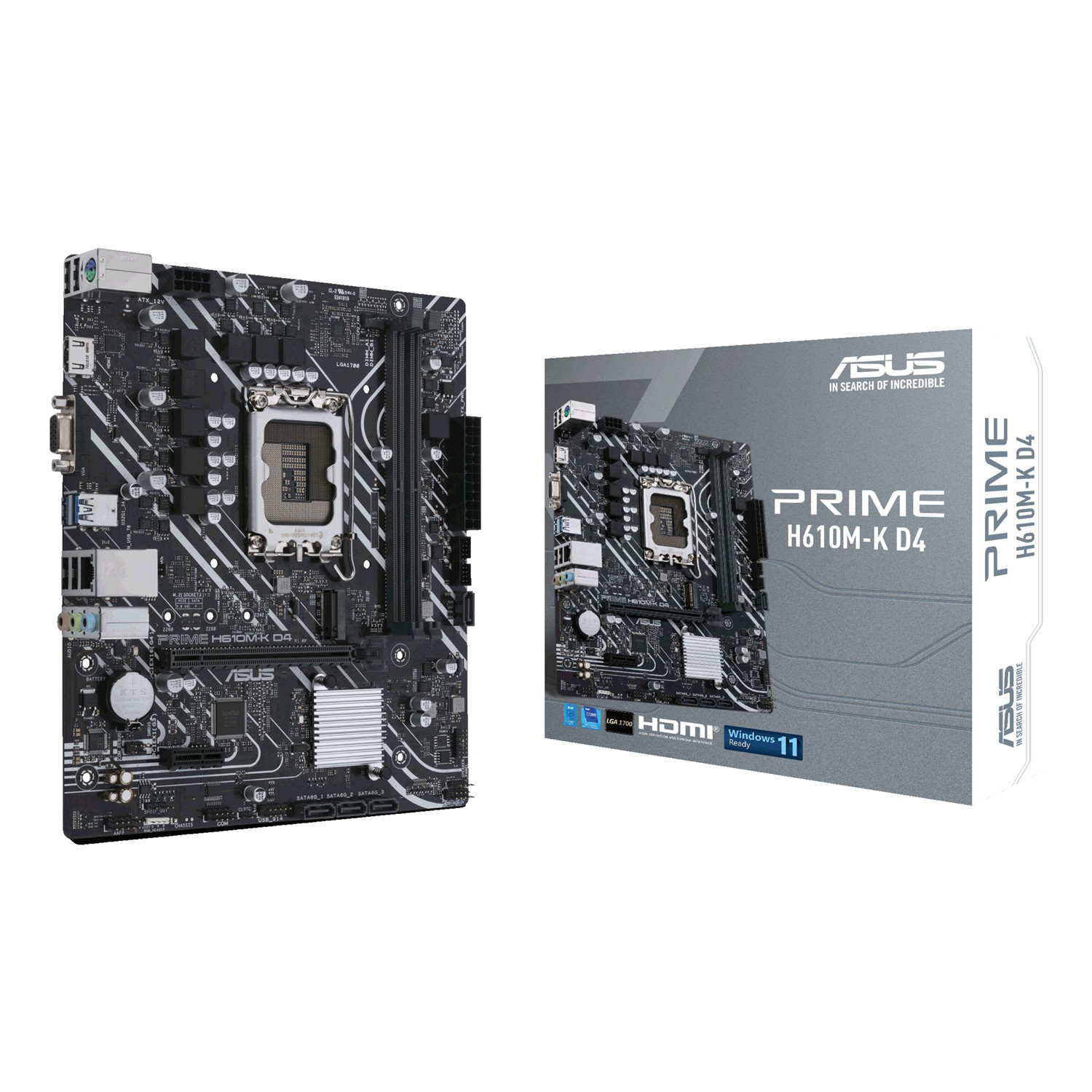 ASUS PRIME H610M-K D4, Intel, LGA 1700, Intel® Celeron®, Intel® Core™ i3, Intel® Core™ i5, Intel® Core™ i7, Intel® Core™ i9,..., DDR4-SDRAM, 64 GB, DIMM