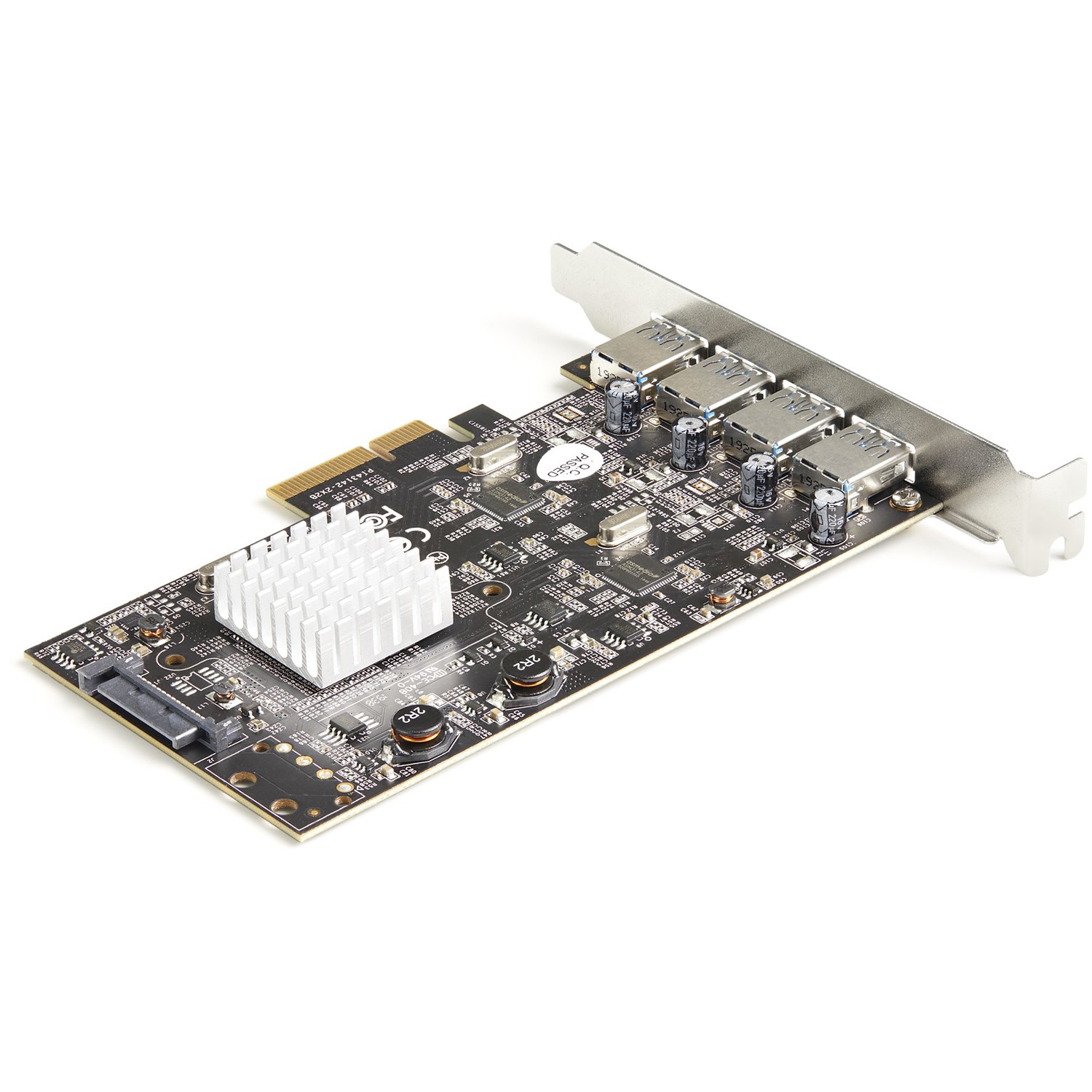 Zweites Bild vonStarTech.com USB PCIe Adapter mit 4 Anschlüssen - 10 Gbit/s USB 3.2 Gen 2 Typ-A PCI Express Erweiterungskarte mit 2 Controllern - 4x USB-A - USB-PCIe-Schnittstellenkarte - Windows/Mac/Linux, PCIe, USB 3.2 Gen 2 (3.1 Gen 2), PCIe 3.0, SATA 15-Pin, Schwarz,