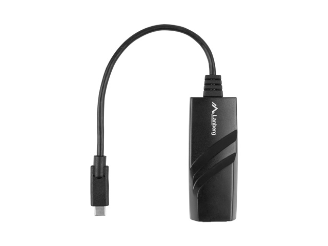 Zweites Bild vonLanberg NC-1000-02, USB Typ-C, RJ-45, Schwarz, 1 Stück(e), 0,15 m
