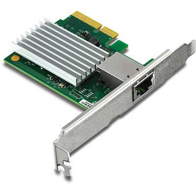 TRENDnet TEG-10GECTX, Eingebaut, Kabelgebunden, PCI Express, Ethernet, 10000 Mbit/s, Grün, Grau