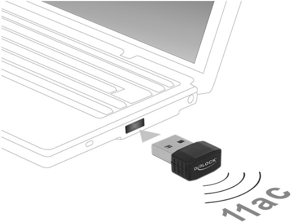 Zweites Bild vonDelock 12461, Kabellos, USB, WLAN, Wi-Fi 5 (802.11ac), 433 Mbit/s, Schwarz
