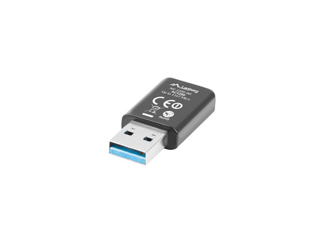 Lanberg NC-1200-WI, Kabellos, USB, WLAN, 5000 Mbit/s, Schwarz