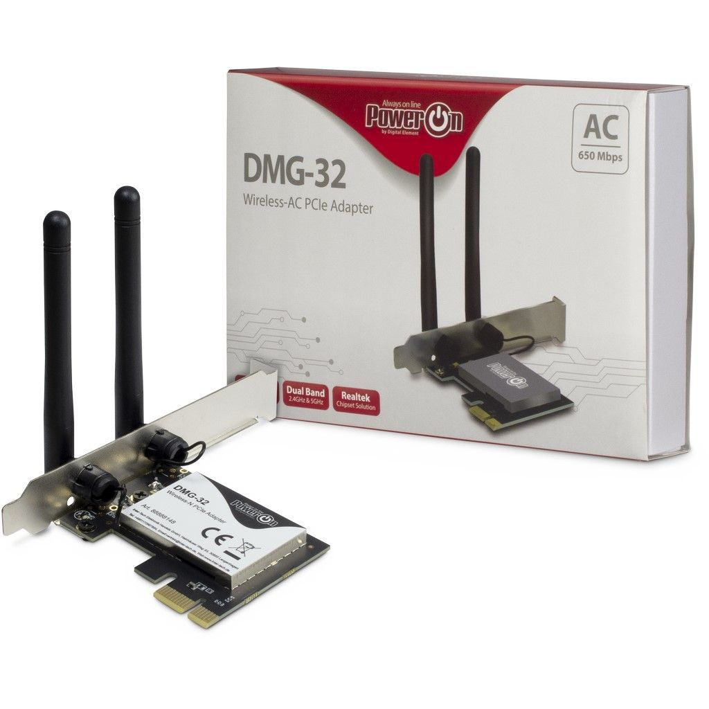 Zweites Bild vonInter-Tech DMG-32, Eingebaut, Kabellos, PCI Express, WLAN, 650 Mbit/s, Schwarz, Silber