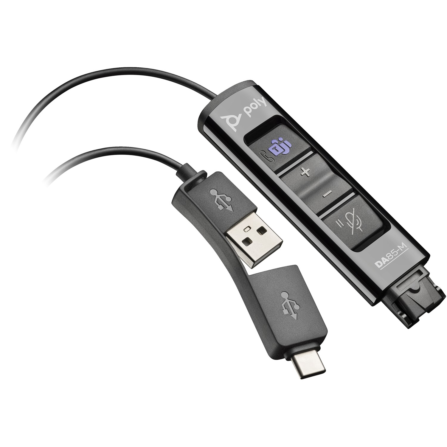 Poly DA85-M USB-zu-QD-Adapter TAA, schwarz, Schnittstellenadapter, 30 g, Schwarz