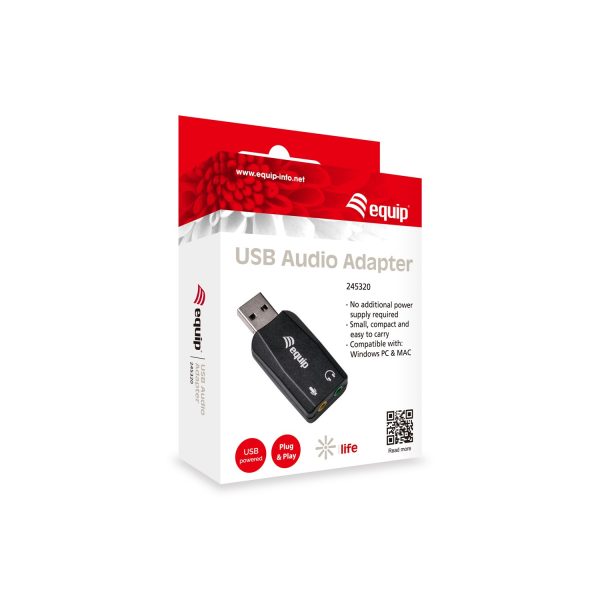 Zweites Bild vonEquip USB Audio Adapter, USB Typ-A, Schwarz, 22 mm, 51 mm, 12 mm, 85 g