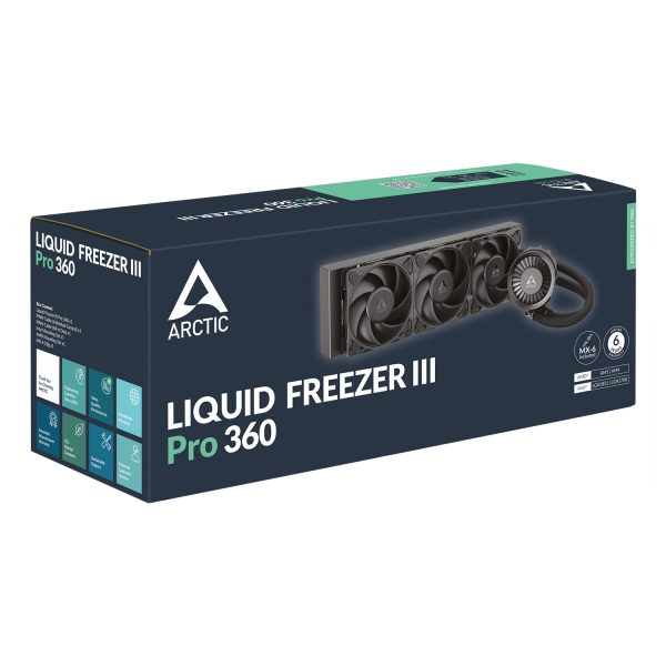Arctic Liquid Freezer III Pro 360 - Multikompatibler All-in-One CPU-Wasserkühler, Flüssigkeitskühlung, 12 cm, 131 m³/h, Schwarz