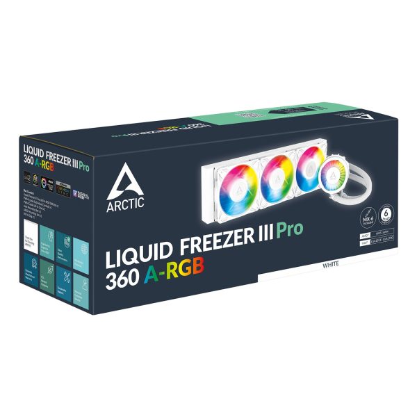 Zweites Bild vonArctic Liquid Freezer III Pro 360 A-RGB (White) - Multikompatibler All-in-One CPU-Wasserkühler mit A-RGB, Flüssigkeitskühlung, 12 cm, 131 m³/h, Weiß