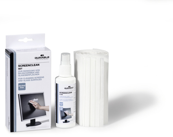Durable SCREENCLEAN Set, Gerätereinigungs-Feucht-/Trockentücher & Flüssigkeit, LCD / TFT / Plasma, 125 ml