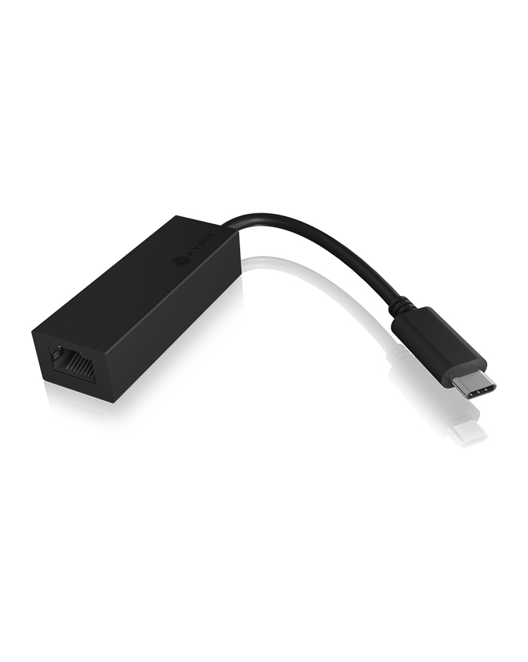 ICY BOX IB-LAN100-C3, Kabelgebunden, USB Typ-C, Ethernet, 1000 Mbit/s, Schwarz