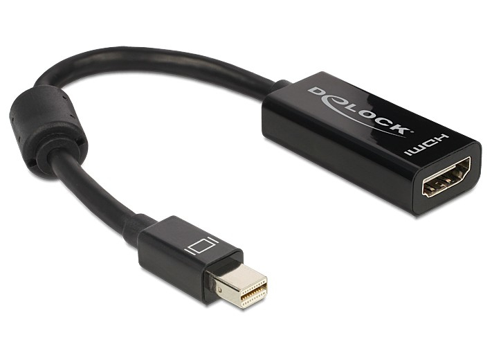 Delock Adapter mini Displayport / HDMI, 0,18 m, Mini DisplayPort, HDMI Typ A (Standard), Männlich, Weiblich, Schwarz
