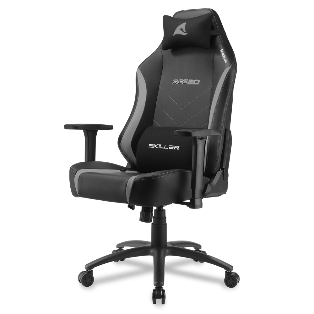 Sharkoon SKILLER SGS20, Gepolsterter Sitz, Gepolsterte Rückenlehne, Schwarz, Grau, Schwarz, Grau, Schaum, Polyurethan (PU), Schaum, Polyurethan (PU)