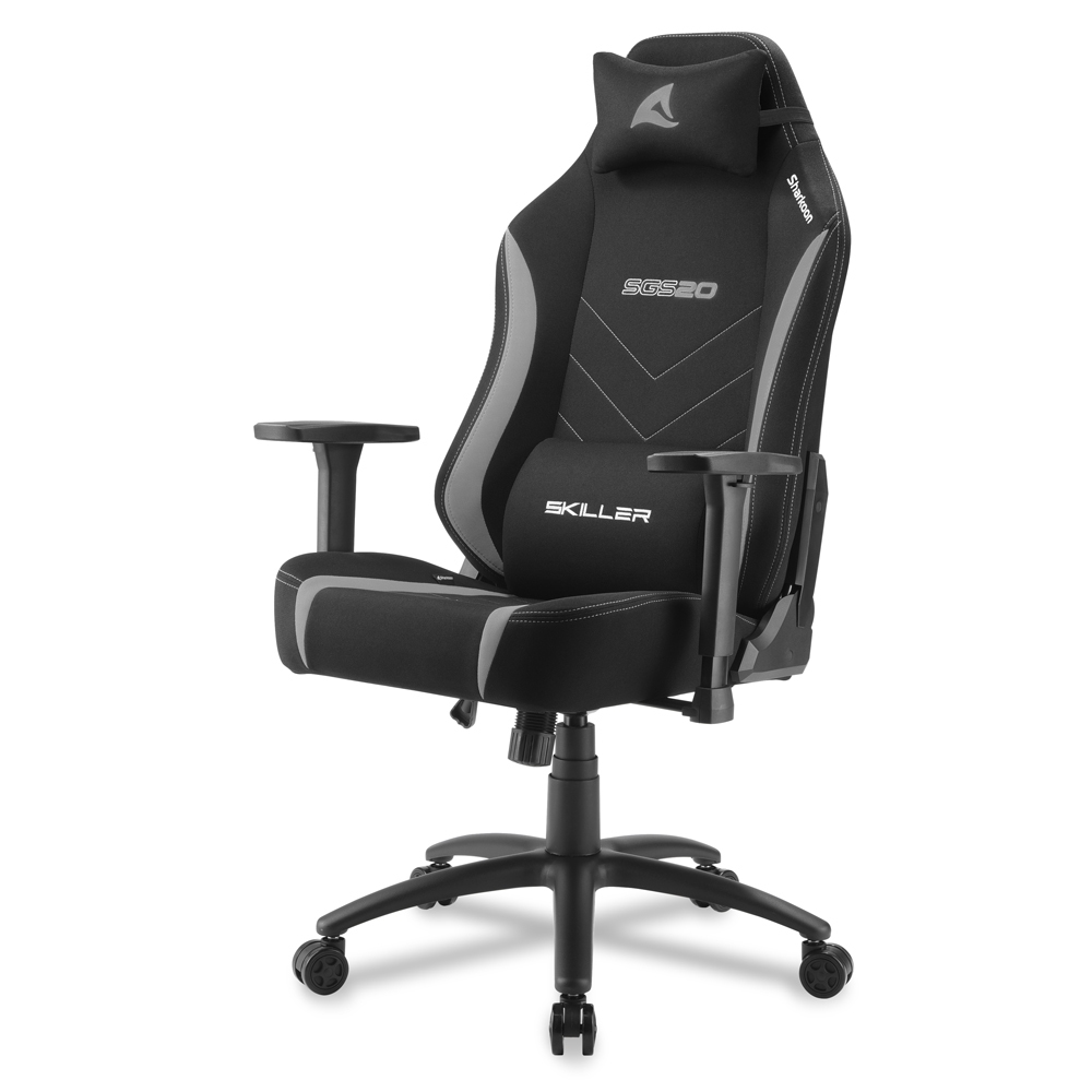 Sharkoon SKILLER SGS20 Fabric, Gepolsterter Sitz, Gepolsterte Rückenlehne, Schwarz, Grau, Schwarz, Grau, Stoff, Schaum, Stoff, Schaum