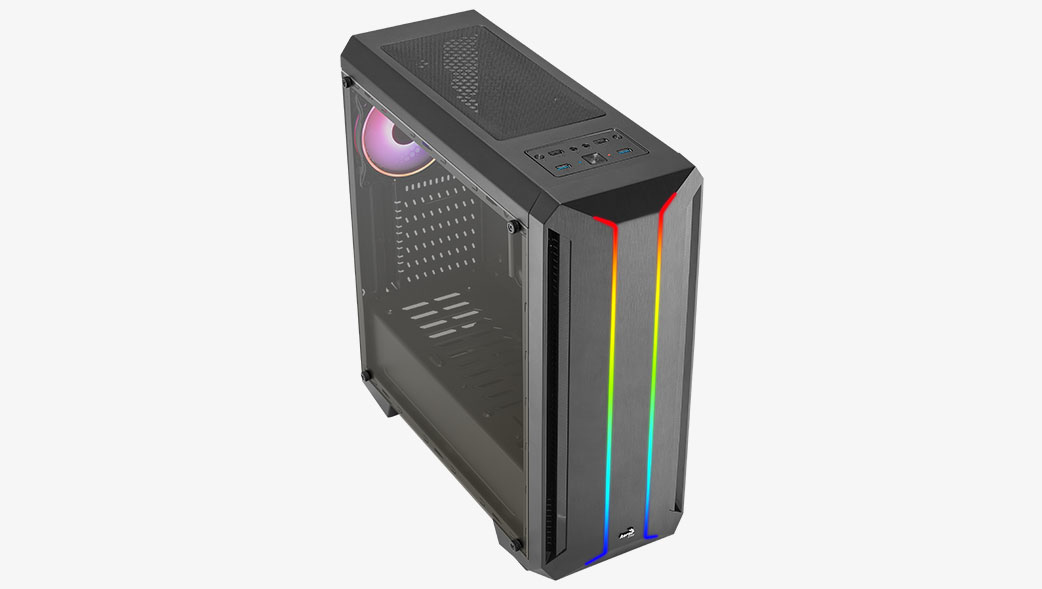Zweites Bild vonAEROCOOL ADVANCED TECHNOLOGIES Aerocool Skyline ARGB, Midi Tower, PC, Schwarz, ATX, micro ATX, Mini-ITX, ABS, SPCC, 15,5 cm