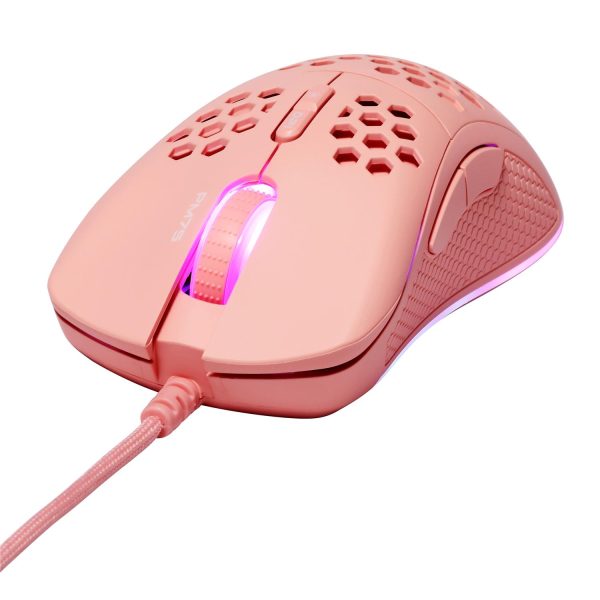 Deltaco Gaming GAM-108-P, rechts, Optisch, USB Typ-A, 6400 DPI, Pink