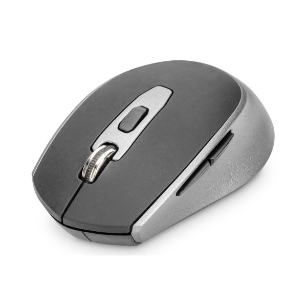 DIGITUS Wireless Optical Mouse, 6 Tasten, 1600 dpi, Beidhändig, Optisch, RF Wireless, 1600 DPI, Schwarz, Grau