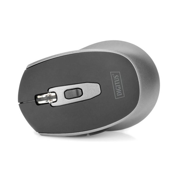 Zweites Bild vonDIGITUS Wireless Optical Mouse, 6 Tasten, 1600 dpi, Beidhändig, Optisch, RF Wireless, 1600 DPI, Schwarz, Grau